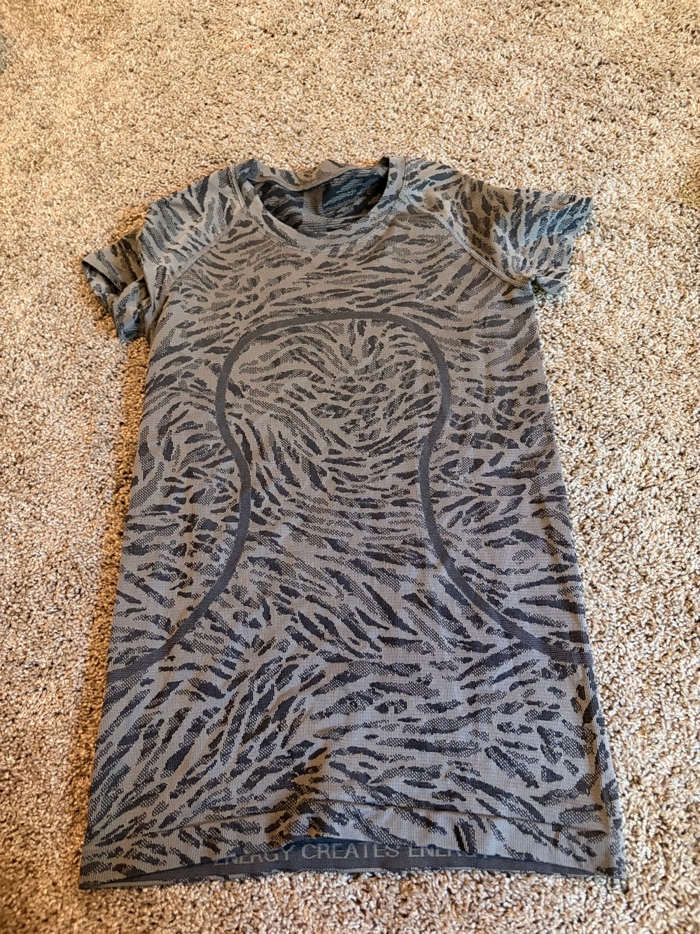 Women’s Grey Animal-Print Short Sleeve Top
